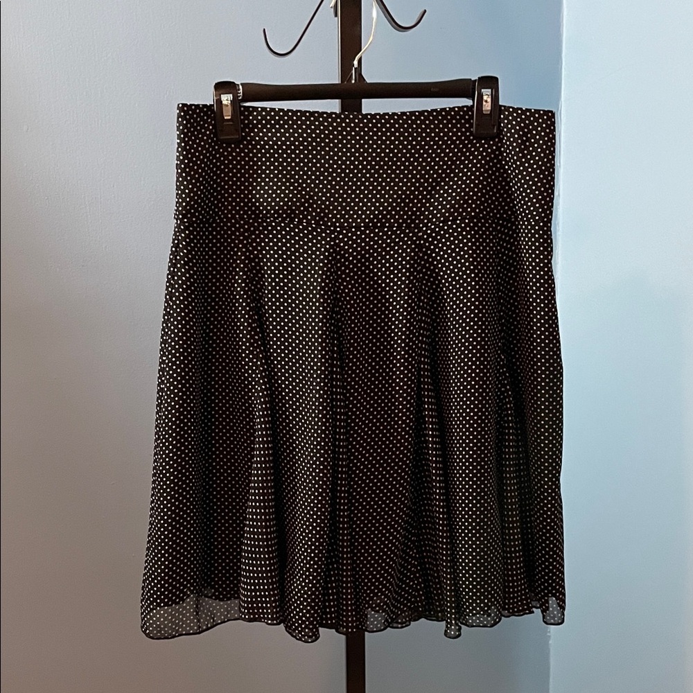 Vintage 1990s Ricki's Black and White Polka Dot Lined Midi Skirt